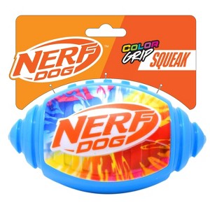 NERF Color Blast Squeak Football Dog Ball Toy - 1 of 4