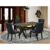 HomeStock 5-Piece Distressed Jacobean Finish Solid Wood Top Dining table with 4 Chairs - 2 of 4