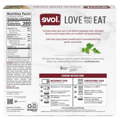 Evol Plated Meals Frozen Garlic Herb Steak & Potatoes - 10oz