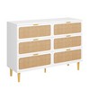 Large 6 Drawer Rattan Dresser – Handwoven Boho Style, Deep Wood Storage, Wide Top for Bedroom, Hallway, Living Room - 2 of 4