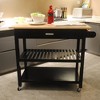 Kitchen Island & Kitchen Cart, Mobile Kitchen Island with Two Lockable Wheels, Rubber Wood Top - 2 of 4