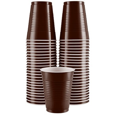 SparkSettings Brown Disposable Plastic Cups 18oz, 50 Pack