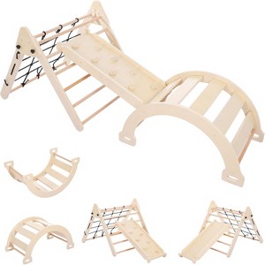 TackView Foldable Wooden Climbing Triangle Set with Ramp, Arch & Rope Ladder | Indoor Toddler Climber for Motor Skills & Balance - 1 of 4