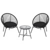 3-Piece Patio Dining Set Wicker Outdoor Rocking Chairs with Round Glass Metal Table and 2 Stackable Rattan Chairs for Outdoor, Garden - 2 of 4