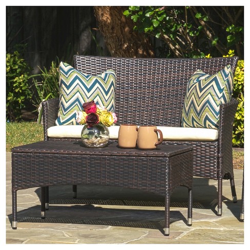 Tan wicker deals outdoor furniture