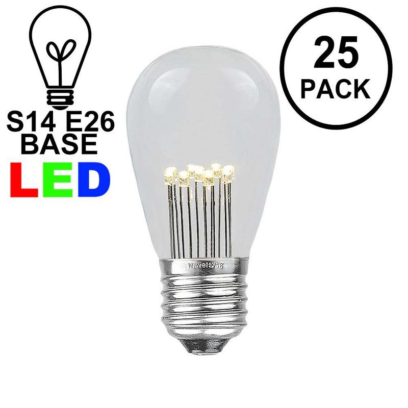 Novelty Lights S14 Hanging LED String Light Replacement Bulbs E26 Medium Base 1 Watt 25 Pack, 2 of 7