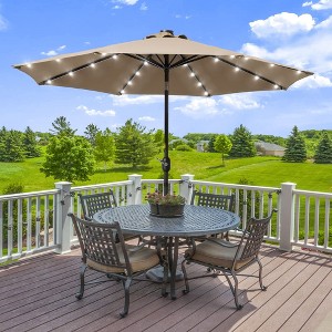 Sonkuki 9ft LED Round Outdoor Patio Market Umbrella w/Aluminum Pole and 8 Sturdy Ribs - 1 of 4