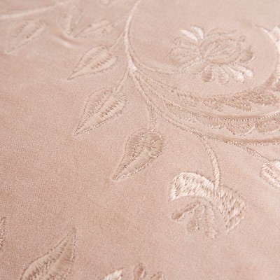 Blush Embroidered Cotton Velvet Standard/Queen Pillow Cover