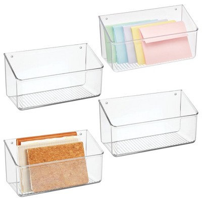 Mdesign Plastic Bathroom Organizer Bin, Adhesive Mount For Wall, 2 Pack,  Clear : Target