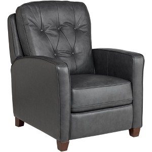 Elm Lane Livorno Gray Genuine Leather Recliner Chair Modern Armchair Comfortable Push Manual Reclining Footrest Tufted for Bedroom Living Room Reading - 1 of 4