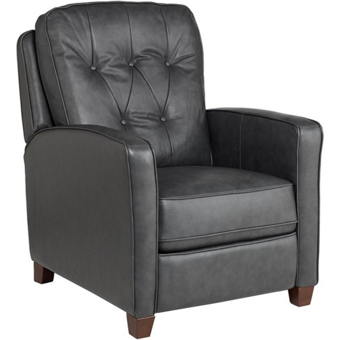 Elm Lane Livorno Gray Genuine Leather Recliner Chair Modern