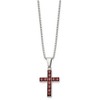 Chisel Stainless Steel Polished with Red Square Cubic Zirconia Cross Pendant on an 18" Box Chain Necklace - 4 of 4