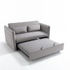 GDFStudio Haley Modern Rubberwood and Velvet 3 in 1 Convertible Sofa Bed with 2 Pillows and Storage Bag - 3 of 4