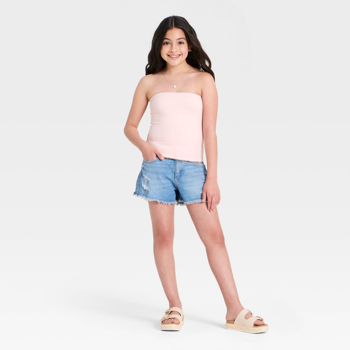 Детские Art Class Girls' Reversible Tube Top - art class™ Light Pink/Brown S — фото 3