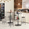 VECELO 3-Piece Bar Table Set Round Counter Height Table and Chair with Wine Rack Brown/Black - image 4 of 4