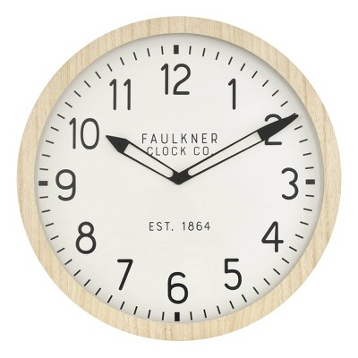 16" Wall Clock Wood - Threshold™: Round MDF, Off-White Face, Traditional Style