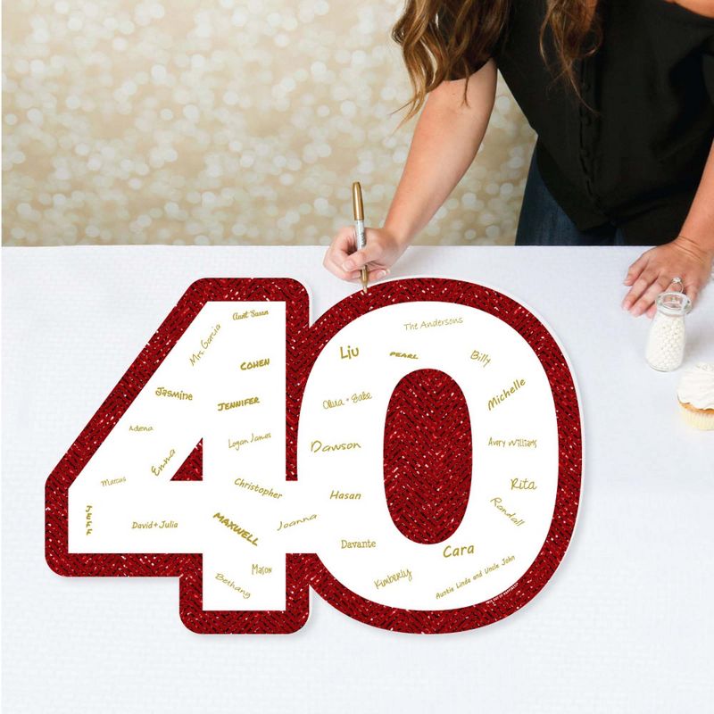 Big Dot of Happiness We Still Do - 40th Wedding Anniversary - Guest Book Sign - Anniversary Party Guestbook Alternative - Signature Mat, 2 of 9