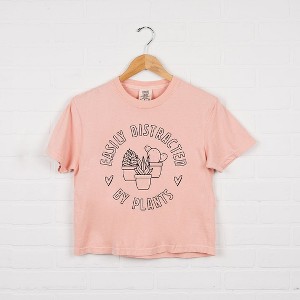 Simply Sage Market Women's Easily Distracted By Plants Short Sleeve Relaxed Fit Cropped Tee - 1 of 4