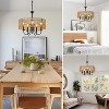 KTMBDW 5-Light Farmhouse Wood Chandelier Light Fixture,15.7" Rustic Industrial Rattan Hanging Pendant Lighting for Kitchen Island Dining Room,Brown - 4 of 4