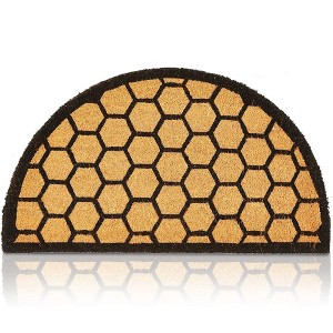 Juvale Honeycomb Half Circle Rug, Natural Coir Bee Welcome Mat, Nonslip for Indoor and Outdoor Entrance, 17 x 30 In - 1 of 4