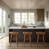 Royal Hampton 29 Inch Backless Barstool, Handcrafted Saddle Seat, Acacia Wood - 3 of 4