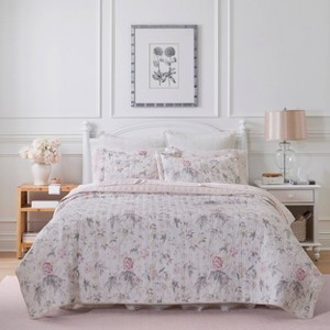 Laura Ashley Pink Breezy Floral Quilt Set - 1 of 4