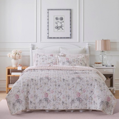 Pink Breezy Floral Quilt Set (Twin) - Laura Ashley