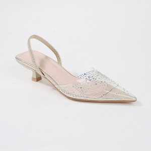 Berness Women's Mabel Clear Rhinestone Slingback Kitten Heels - 1 of 4