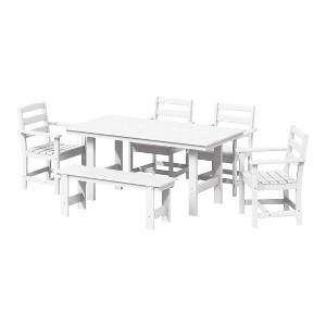 WestinTrends Ashore 6-Piece Outdoor HDPE Patio Dining Table Set with Bench - 1 of 4