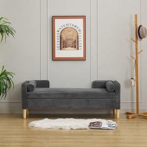 NicBex 65.35" Corduroy Storage Ottoman Bench with Arms,Foot Stool with Backrest&Pillows,End of Bed Storage Bench for Bedroom,Living Room,Entryway - 1 of 4