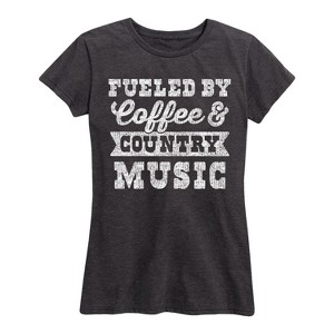 Women's - Instant Message - Fueled by Coffee and Country Music Short Sleeve Graphic T-Shirt - 1 of 4