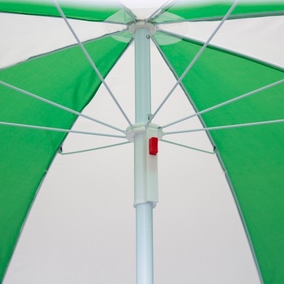 Green and White 60" Portable Nylon Beach Umbrella