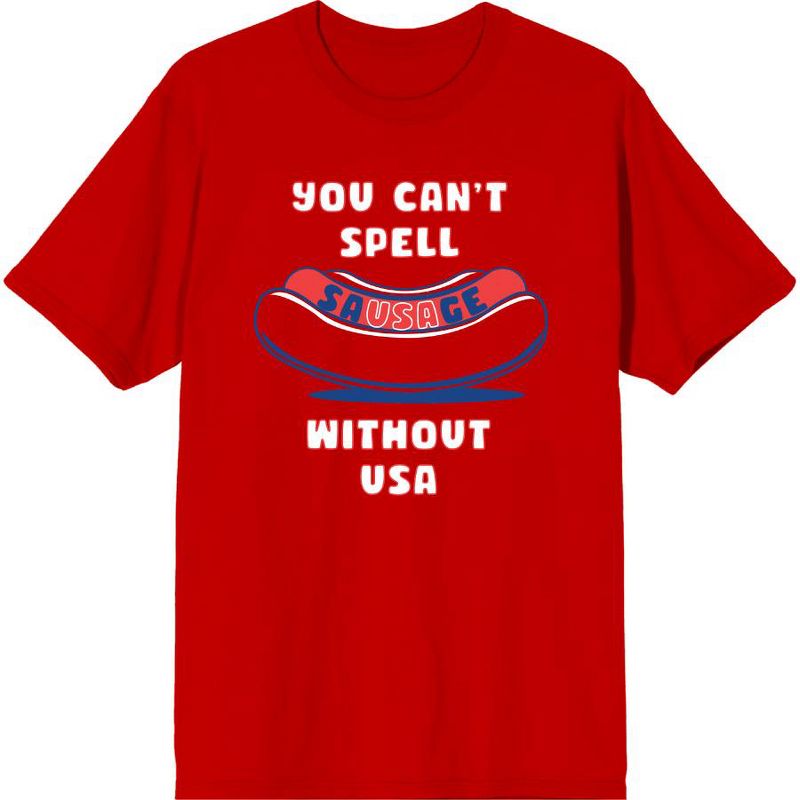 "You Can't Spell Sausage Without USA" Adult Short Sleeve Tee, 1 of 3