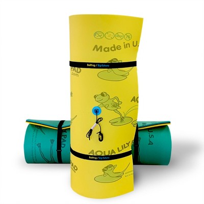 Aqua Lily Pad BF20 Bullfrog 20 Foot Water Playground Floating Foam Island Mat with Storage Straps and Pad Protectors, Yellow and Green