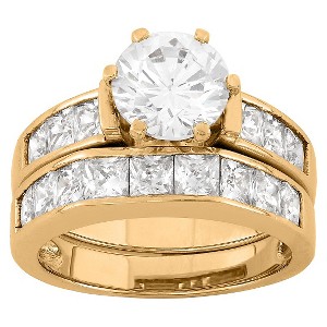 2 CT. T.W. Round-Cut Cubic Zirconia with Channel-Set Side Stones Bridal Set In 14K Gold Over Silver - (8), Women