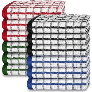 White Classic 100% Cotton Checkered Design Kitchen Towel Set - 1 of 4