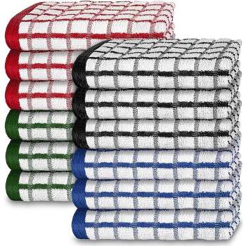 White Classic 100% Cotton Checkered Design Kitchen Towel Set