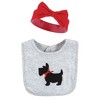 Hudson Baby Infant Girl Cotton Bib and Headband or Caps Set, Scottie Dog, One Size - 3 of 4