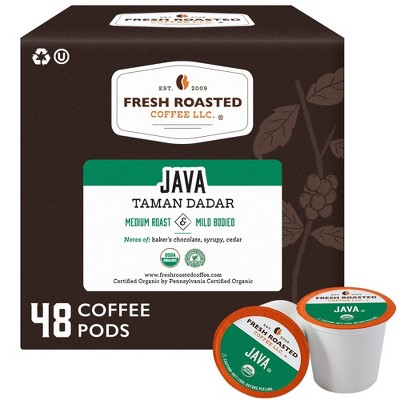 Fresh Roasted Coffee - Organic Java Taman Dadar Medium Roast Single Serve Pods - 48CT