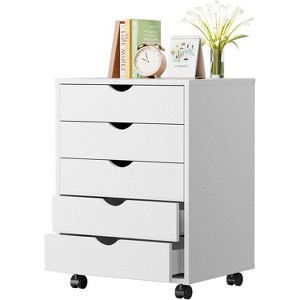 Bestier 5 Drawers Chest Mobile Storage Cabinets, Wooden Dressers with Wheels for Office, Room Organization Furniture for Bedroom - 1 of 4