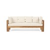 Outdoor Extendable Acacia Wood 3 Seater Sofa, Polyester Cushion Couch, Daybed Sofa Chair, Spacious Seating Lounge Chair, Patio Daybed Sofa - 2 of 4