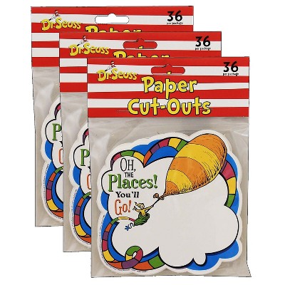 Eureka Dr. Seuss Oh The Places Paper Cut Outs 36 Per Pack 3 Packs (EU-841541-3)