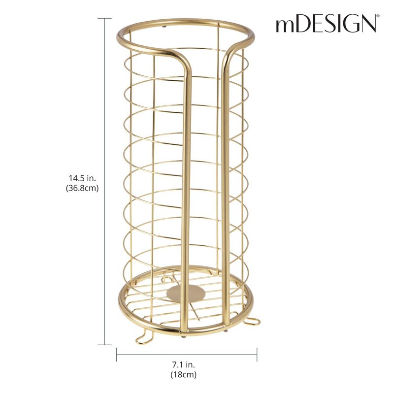 mDesign Metal Toilet Paper Holder Stand, Freestanding 3 Roll Reserve, 2 of 7