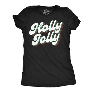 Womens Funny T Shirts Holly Jolly Glitter Sarcastic Christmas Graphic Novelty Tee For Ladies - Crazy Dog Women's T Shirt Gift For Christmas - 1 of 4