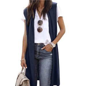 Nlife Womens Long Sweater Vests Sleeveless Open Front Cardigan Tunic Vest Long Cardigan Tops Coat for Fall Winter - 1 of 4