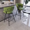 26" Suede Woven Bar Stool Set of 2, 360¡ã Swivel Counter Stools with Back, Armrest, Footrest, Metal Legs - 4 of 4