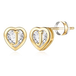 Turandoss Heart Stud Earrings for Girls Women, S925 Sterling Silver Studs Hypoallergenic Earrings - 1 of 4