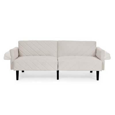 NicBex 87 Inch Velvet Convertible Folding Sofa Bed Tufted Couch with Adjustable Armrests for Living Room,Office,Reading Room