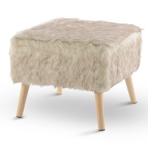 Cheer Collection 17" Square Faux Fur Stool - 1 of 4
