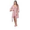 Memoi Women's Crushed Velvet Floral Lace Trim Robe Rose L - 2 of 4
